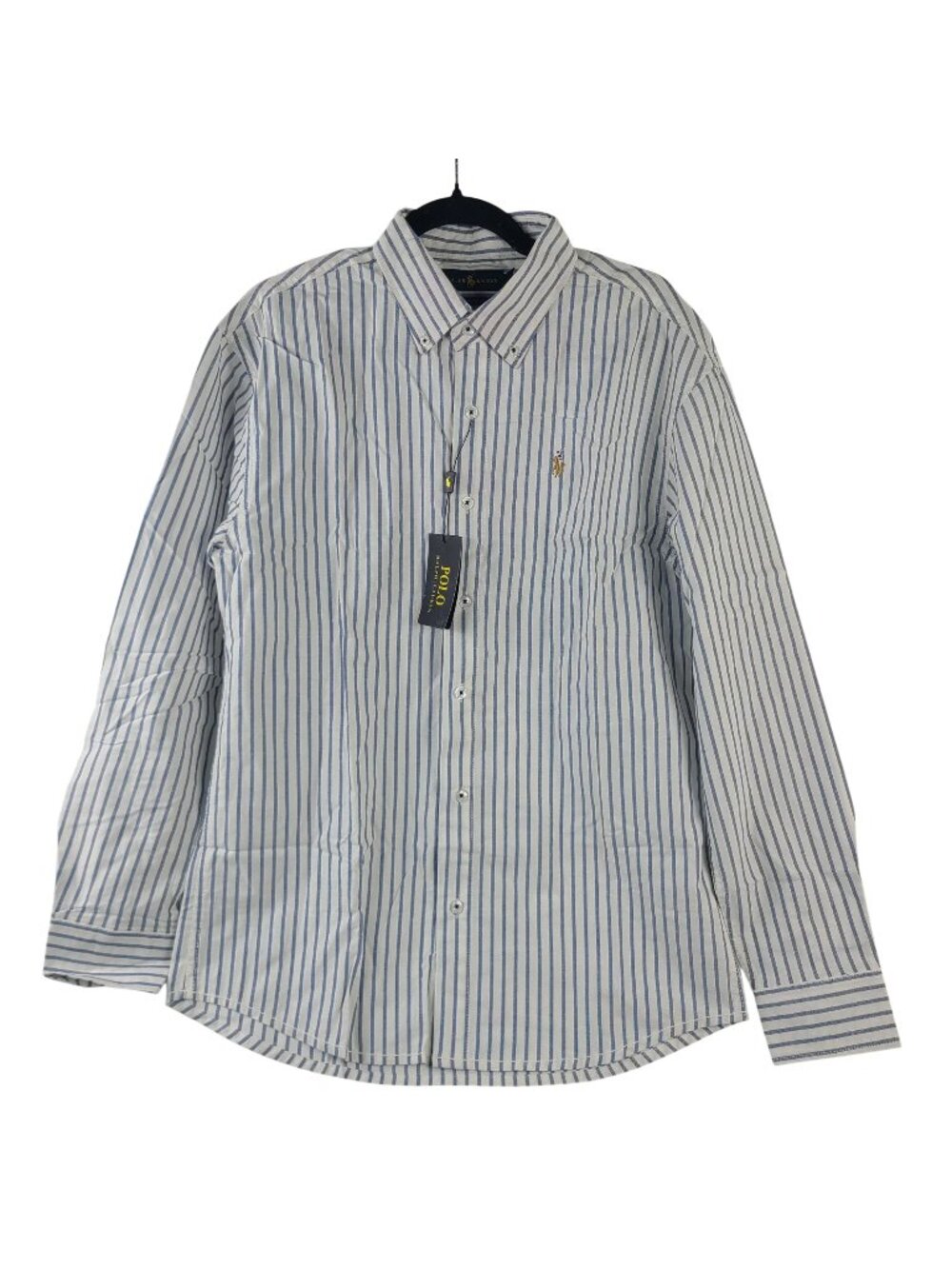 NEW Ralph Lauren Men's Custom Fit Blue & White Striped Button-Down Shirt Sz XL